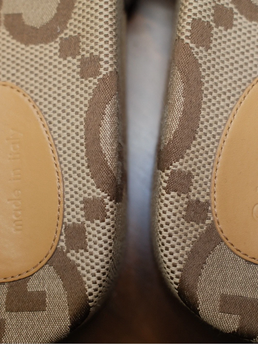 Gucci Beige Brown GG Canvas Slide Sandals